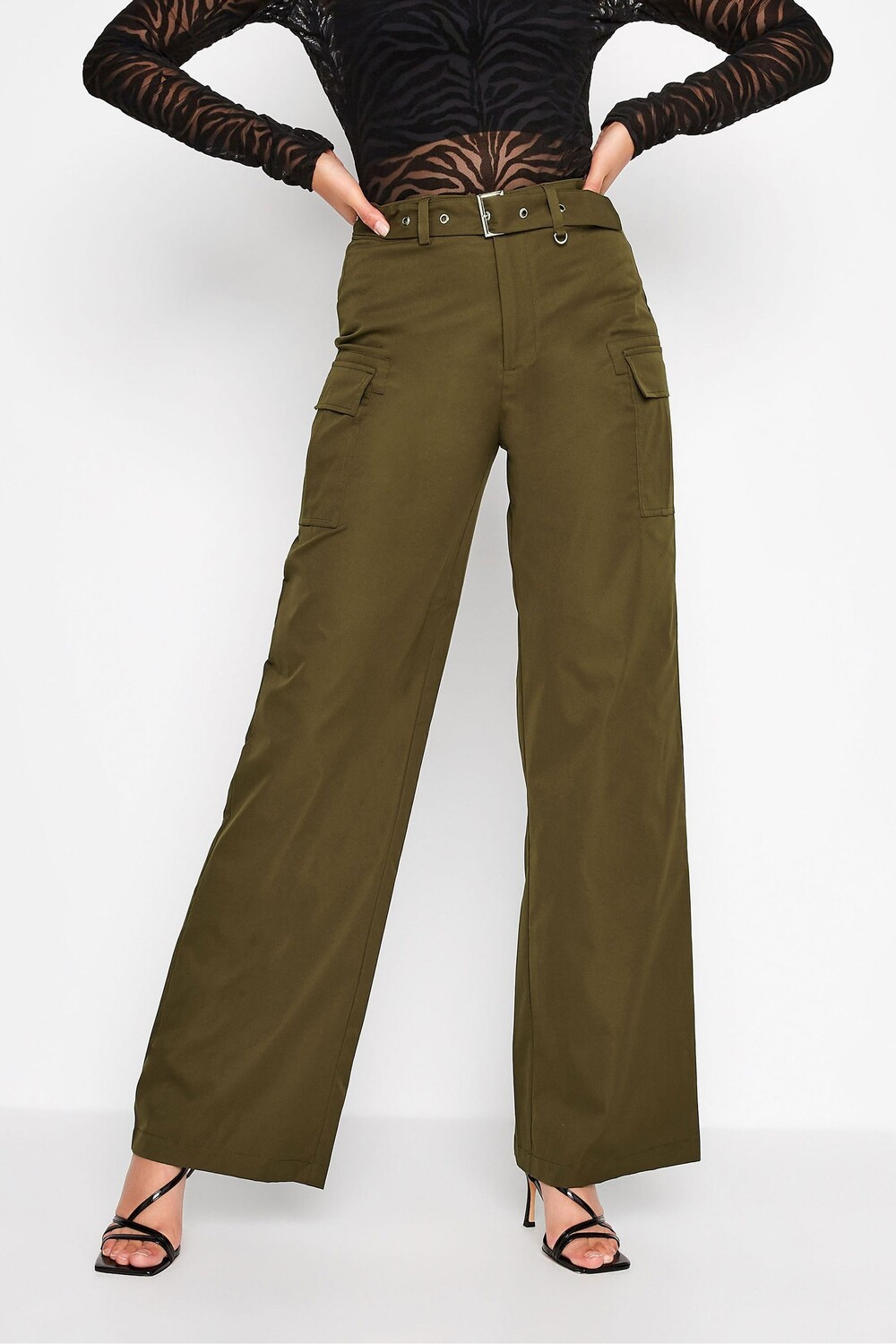 

Широкие брюки карго с поясом Long Tall Sally, зеленый