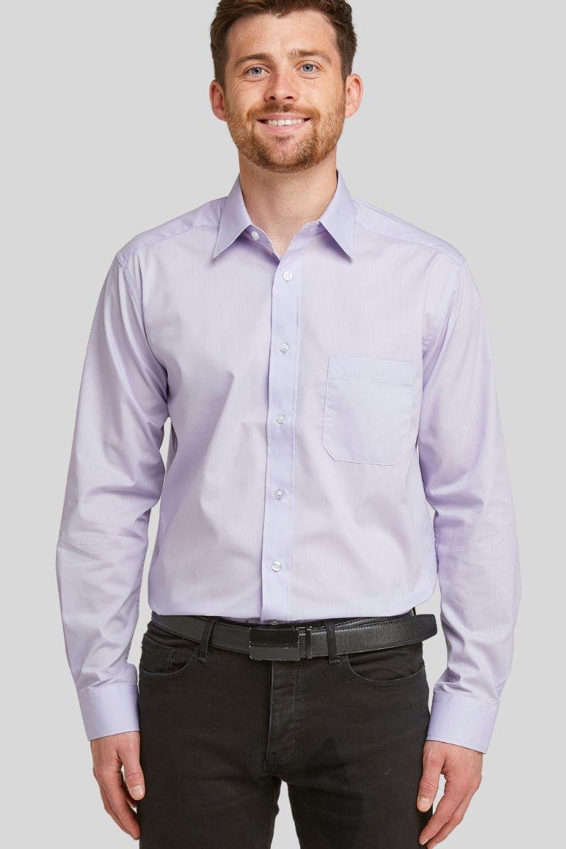 цена Сиреневая классическая рубашка с длинным рукавом Easy Care Double TWO, фиолетовый