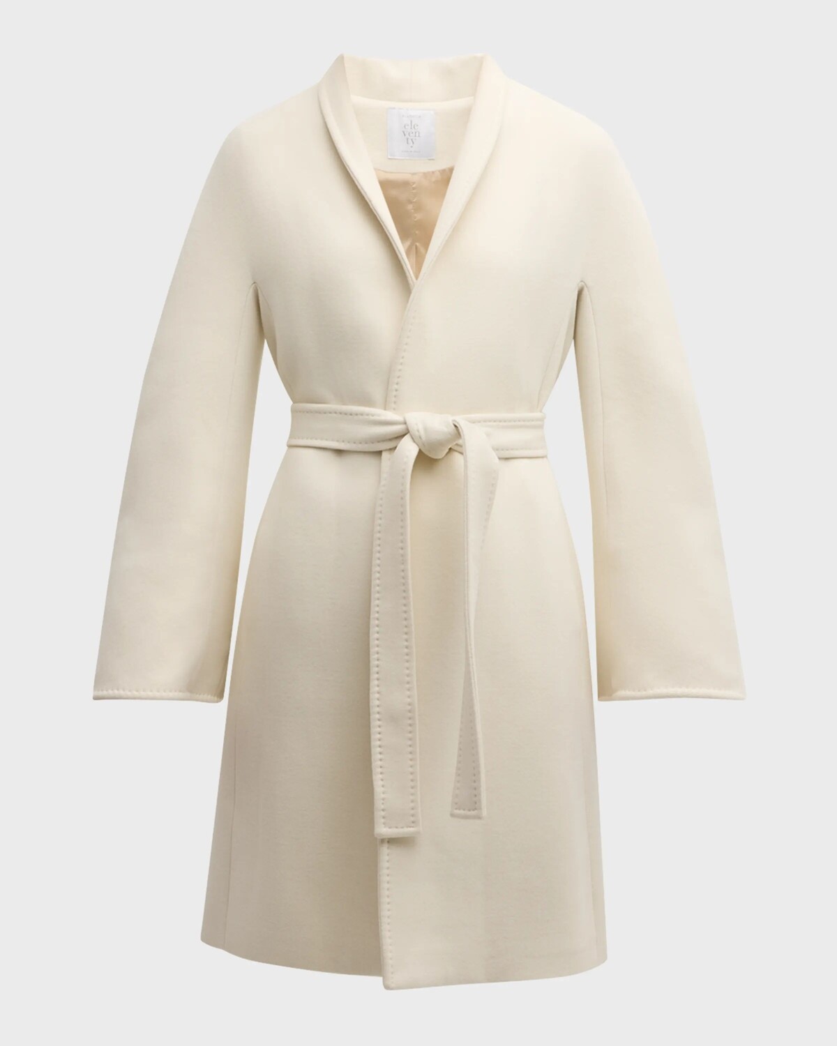 

Шерстяное пальто с поясом Eleventy, цвет White And Beige