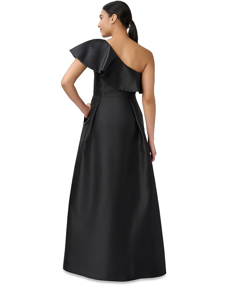 Платье Adrianna Papell One Shoulder A-Line Ball Gown, черный