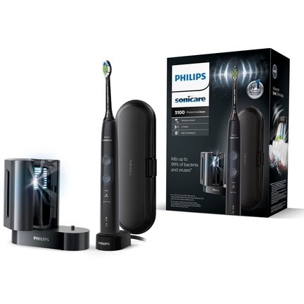 

Электрическая зубная щетка Sonicare Hx6850/57 Protectiveclean 5100 с устройством для УФ-очистки и дорожным футляром, Philips