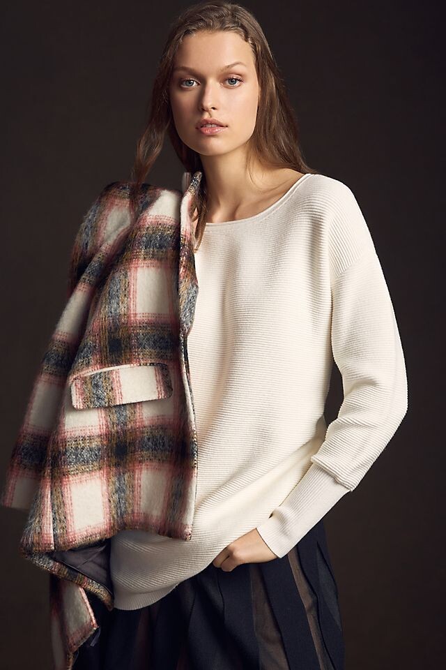 

Длинный свитер-туника Anthropologie, слоновая кость, Бежевый