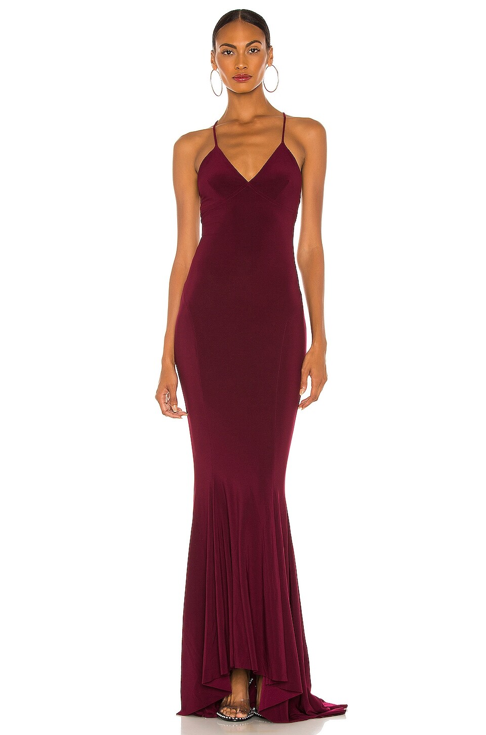 

Платье Norma Kamali x REVOLVE Low Back Slip Mermaid Fishtail Gown, цвет Plum