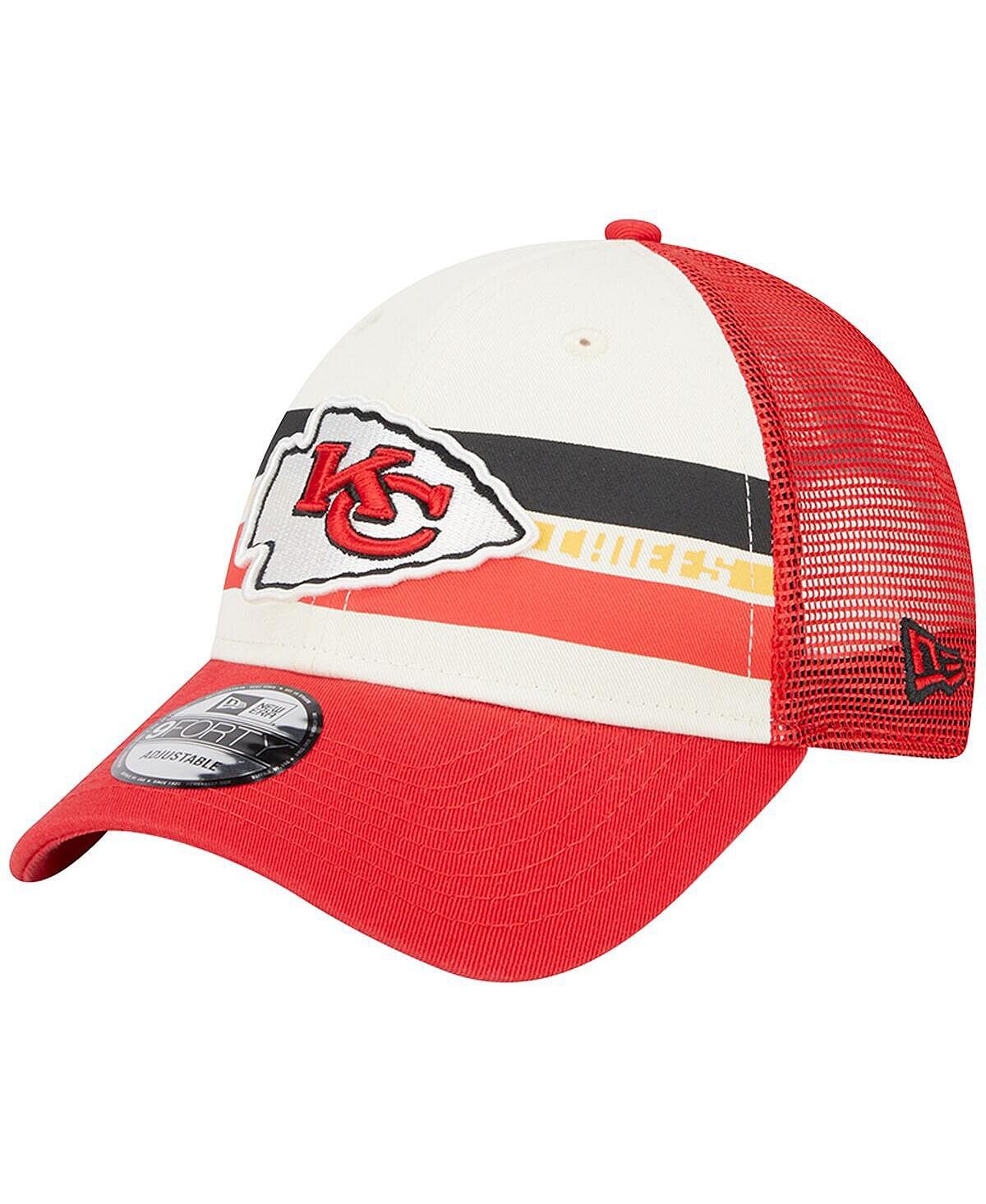 

Мужская кремовая красная кепка Kansas City Chiefs Team Stripe Trucker 9FORTY Snapback New Era