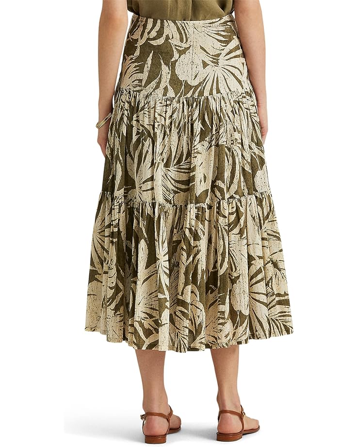 Юбка LAUREN Ralph Lauren Palm Leaf–Print Cotton Voile Skirt, цвет Olive Multi