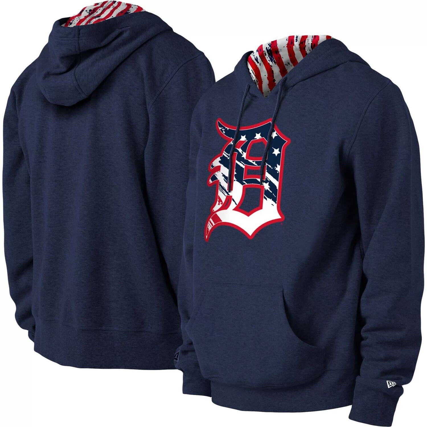 

Мужской пуловер с капюшоном New Era Navy Detroit Tigers 4 июля со звездами и полосками
