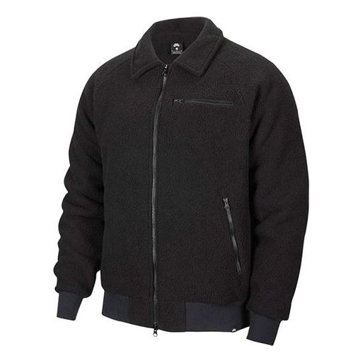 Куртка Nike Solid Color Stand Collar Casual Sports Fleece Lined Jacket Black, черный