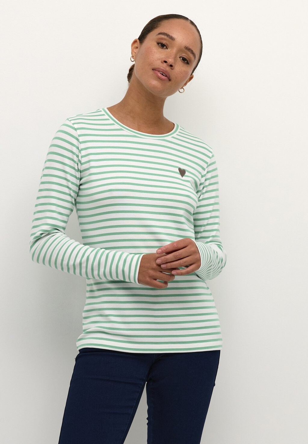 

Топ с длинными рукавами LIDDY Kaffe, цвет chalk gumdrop green brindle