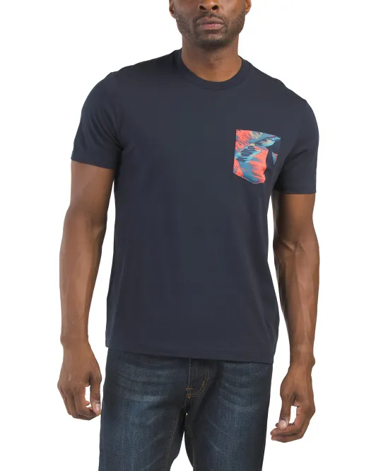 

Топ с карманами и принтом листьев Original Penguin, цвет Dark Sapphire