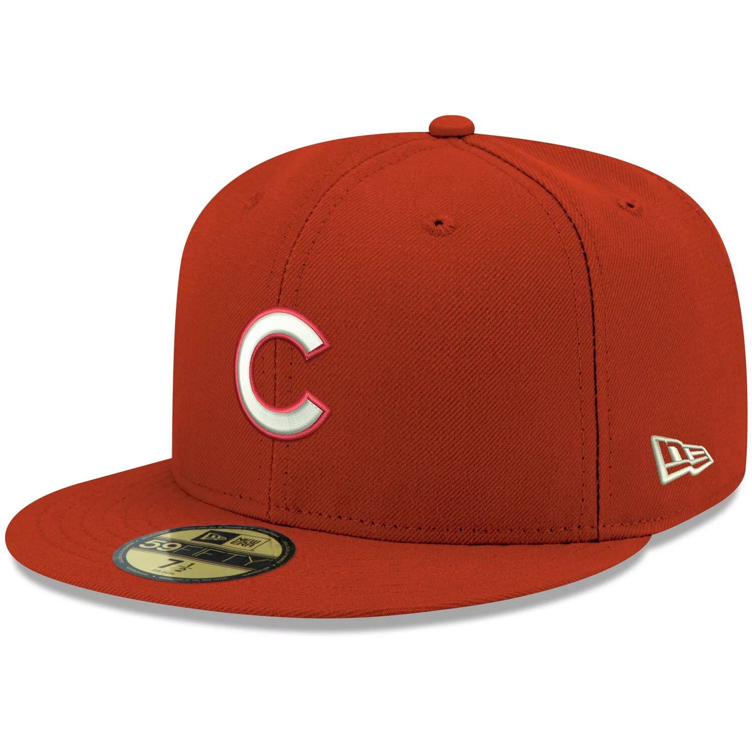 Мужская приталенная шляпа New Era Red Chicago Cubs с белым логотипом 59FIFTY
