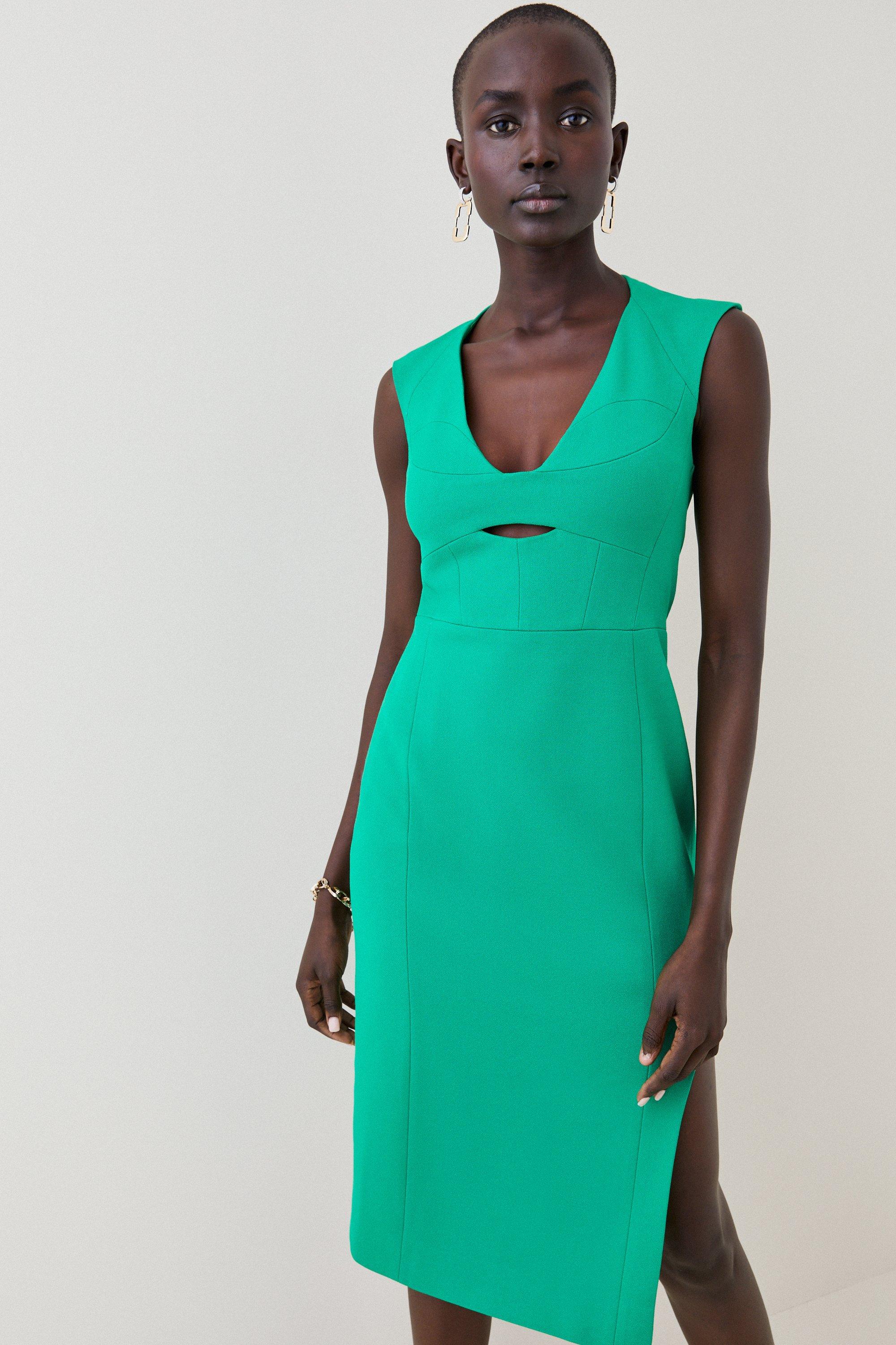 Платье миди из структурированного крепа-карандаша Karen Millen, зеленый платье миди карандаш с воротником конвертом из структурированного крепа karen millen черный