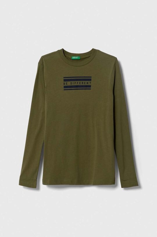 

Детская хлопковая футболка с длинными рукавами United Colors of Benetton, зеленый