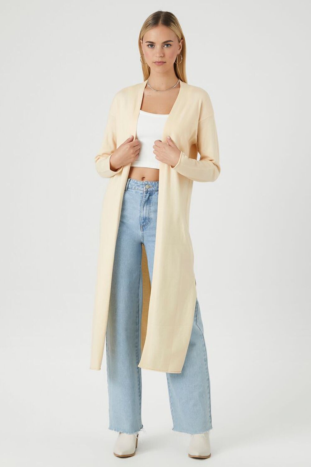 

Свитер-кардиган Duster Forever 21, кремовый, Бежевый