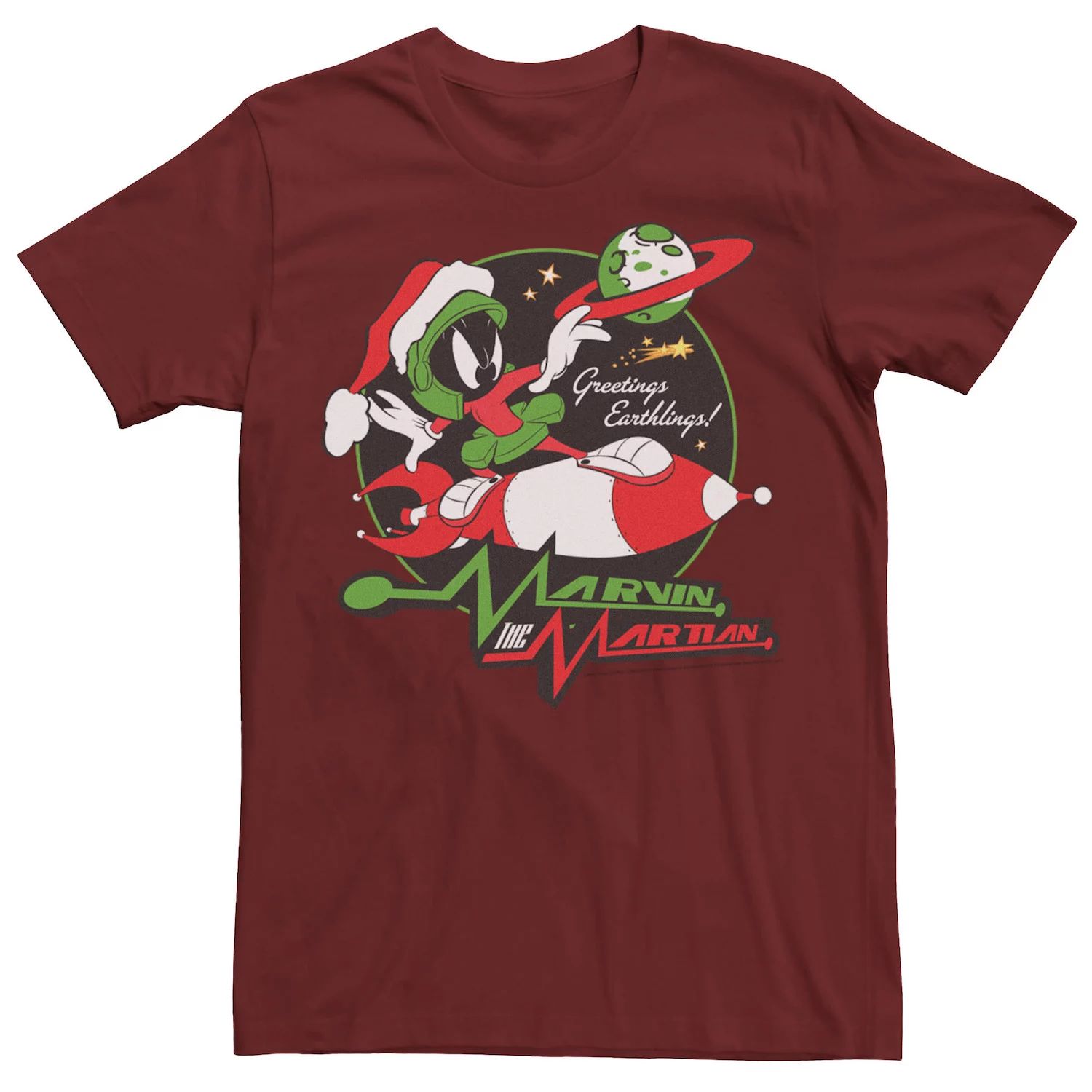 цена Мужская футболка Looney Tunes Christmas Marvin The Martian Greetings Licensed Character