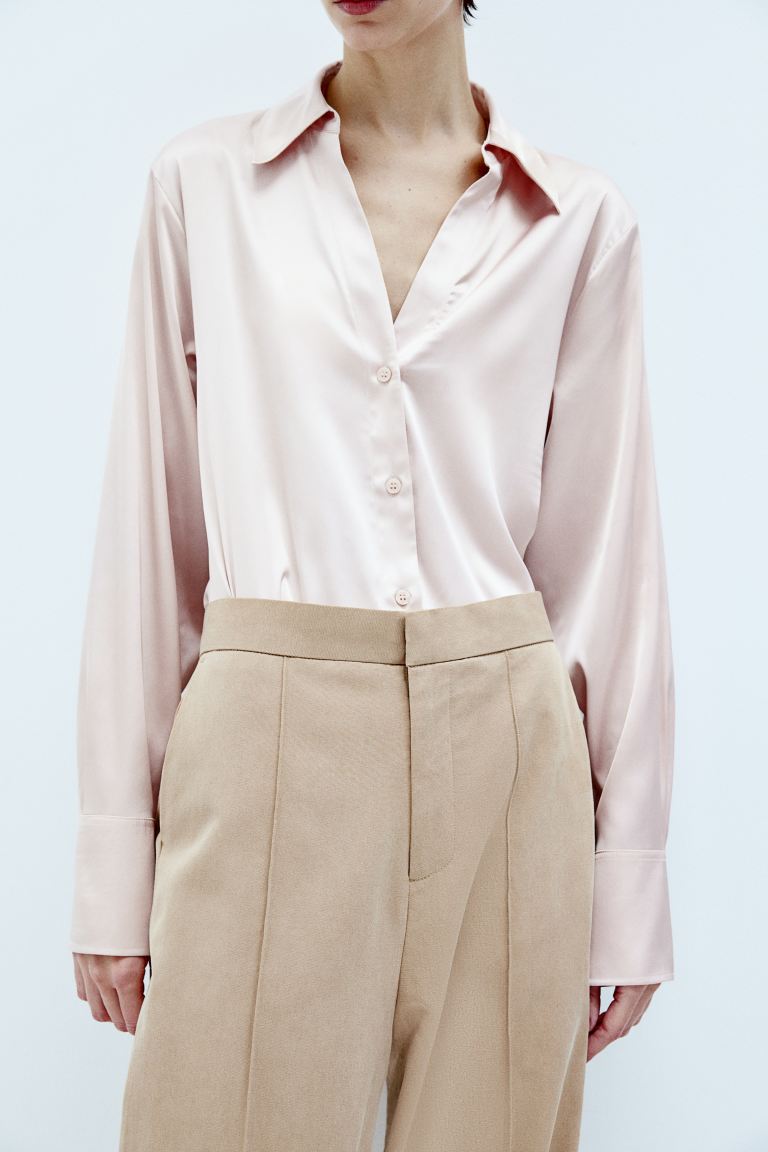 Блузка с v-образным вырезом H&M, розовый блузка на пуговицах v образный вырез 54 fr 60 rus синий