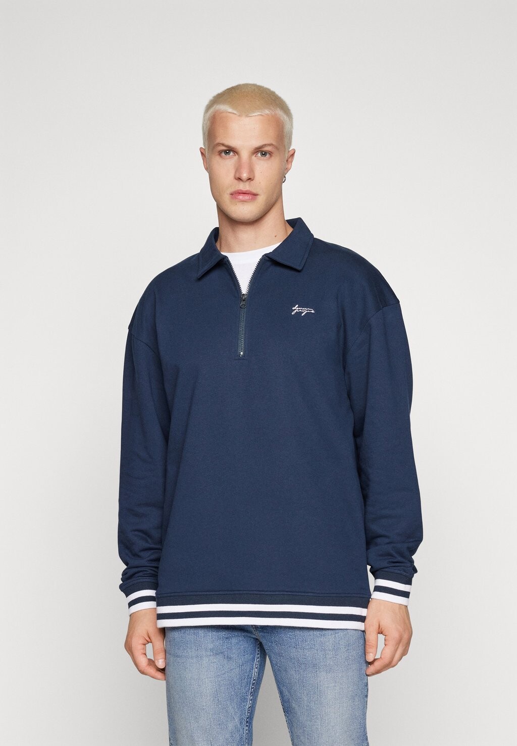 

Толстовка Half Zip Collar Crewneck Denim Project, цвет carbon blue