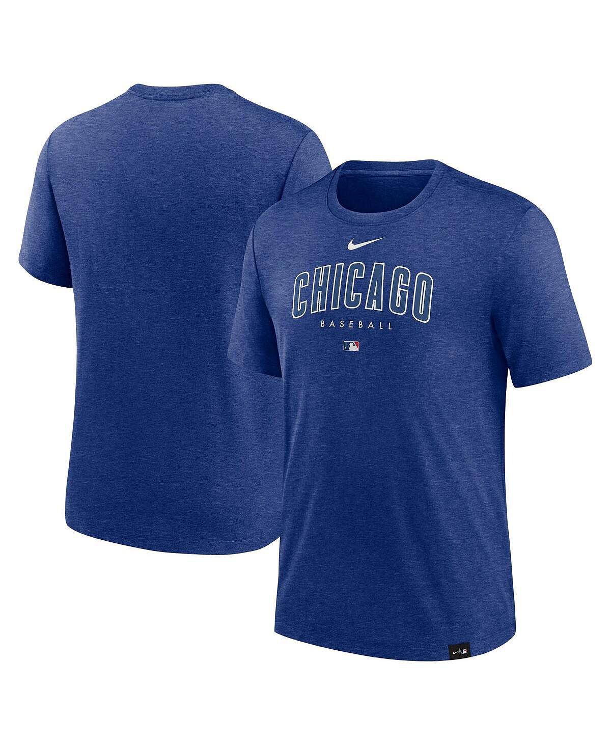 Мужская футболка Heather Royal Chicago Cubs Authentic Collection Early Work Tri-Blend Performance Nike