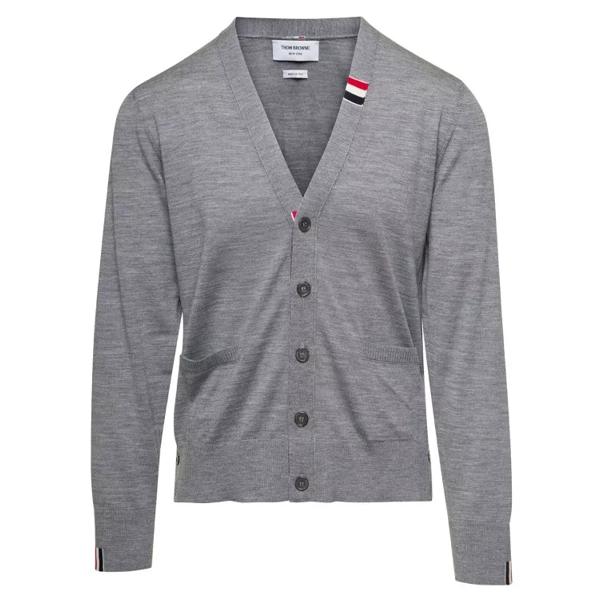 

Кардиган jersey stitch relaxed fit v neck cardigan in fine Thom Browne, серый