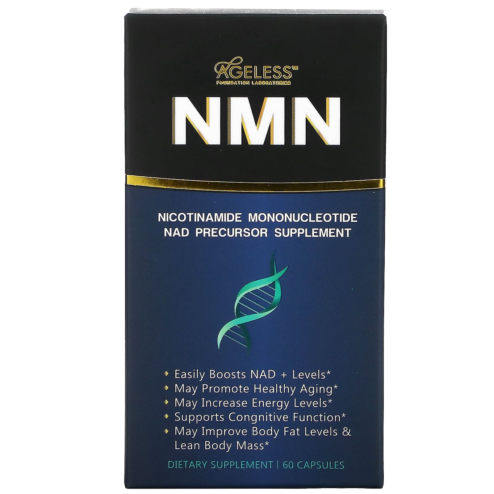 цена Ageless Foundation Laboratories NMN Никотинамид-мононуклеотидная добавка-предшественник НАД 60 капсул