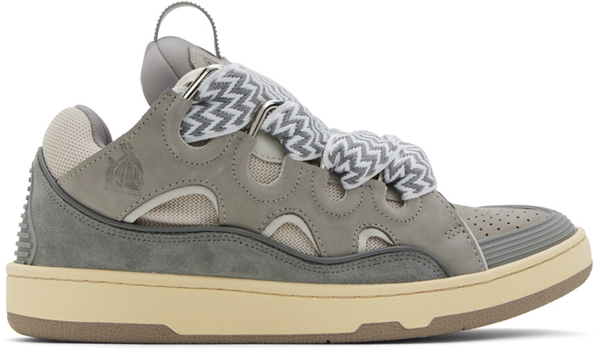 

Серые кожаные панцирные кроссовки Lanvin, цвет Grey
