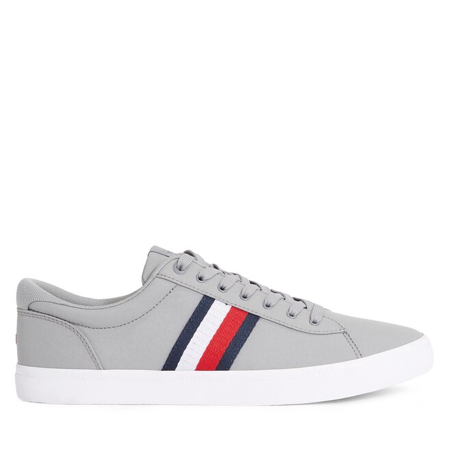 Кроссовки Tommy Hilfiger Iconic Vulc Stripes Mesh FM0FM05072 Antique Silver PRT, серый кроссовки tommy hilfiger iconic vulc stripes mesh fm0fm05072 desert sky dw5 темно синий