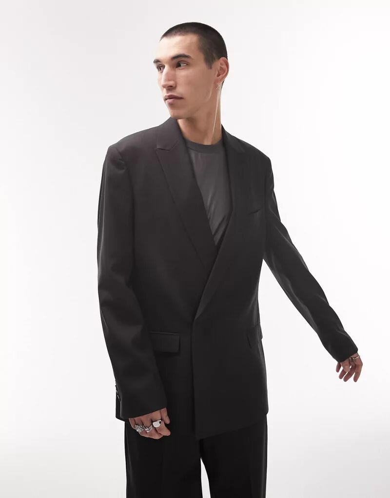 Черный пиджак с запахом Topman