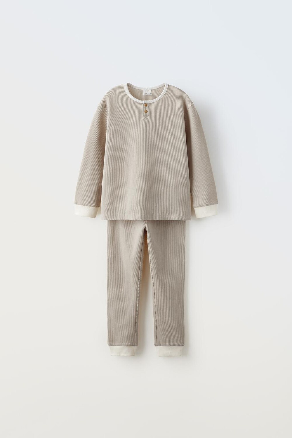 

Вафельная трикотажная пижама ZARA, кэмел