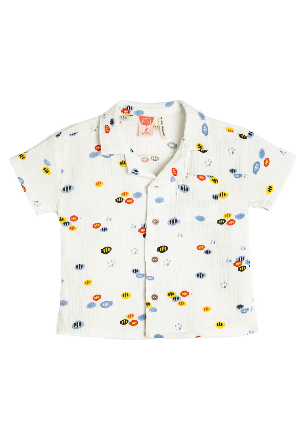 Рубашка SHORT SLEEVE POCKET DETAIL PRINTED Koton, цвет ecru