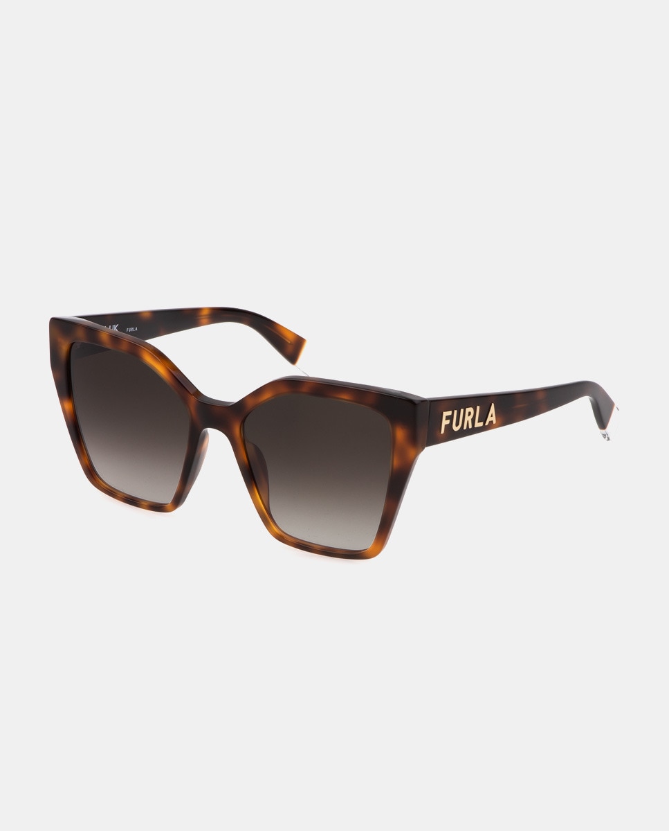 Женские солнцезащитные очки-бабочки из ацетата гаваны Furla, коричневый цена и фото