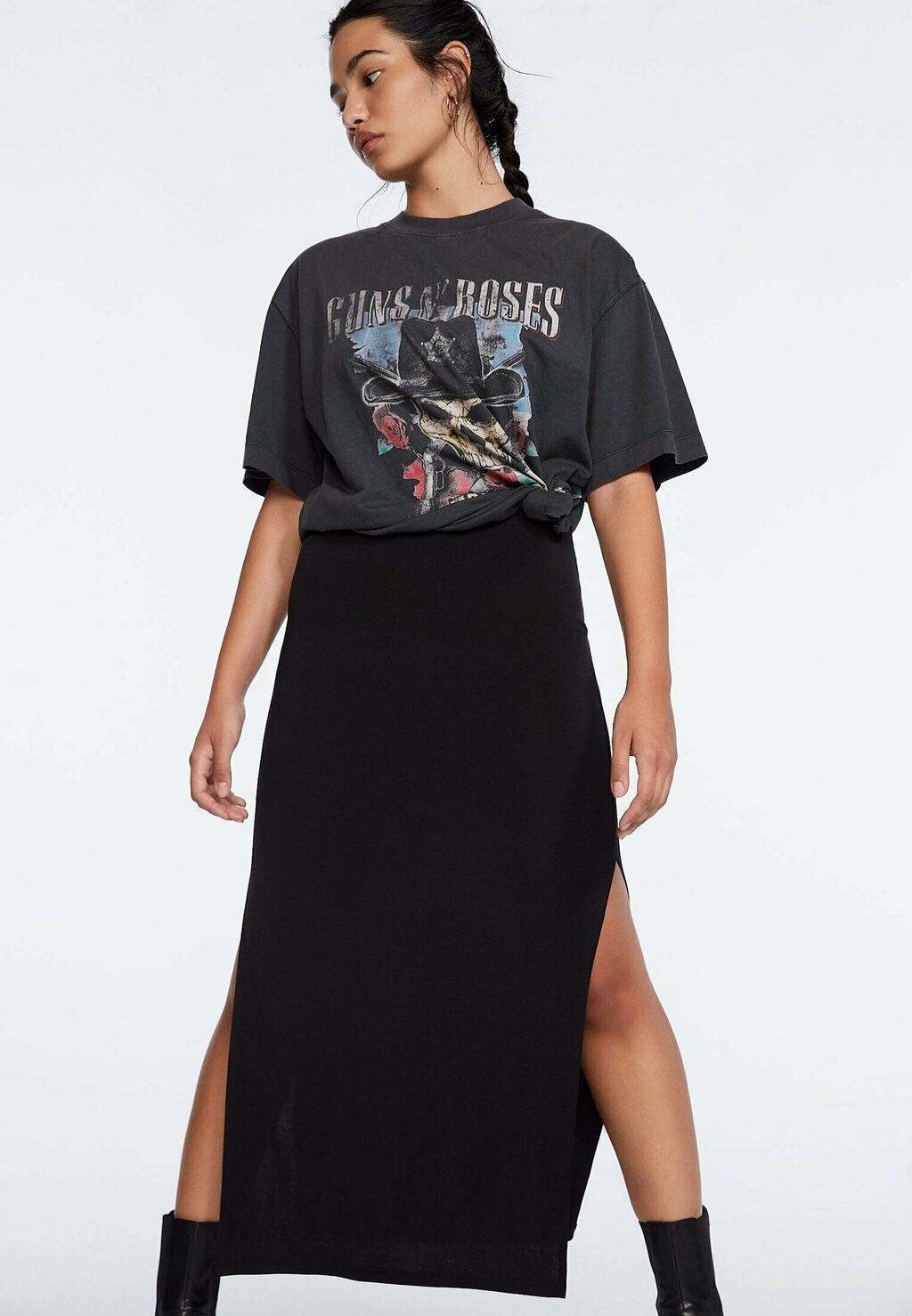 

Длинная юбка Stradivarius, черный