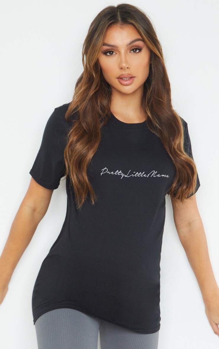 

PrettyLittleThing Черная футболка для беременных, Черный