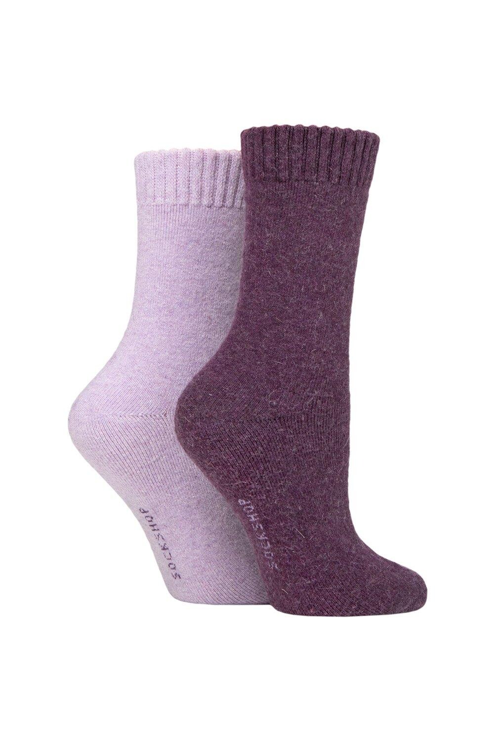 

2 пары однотонных и полосатых носков из смеси шерсти SOCKSHOP, фиолетовый