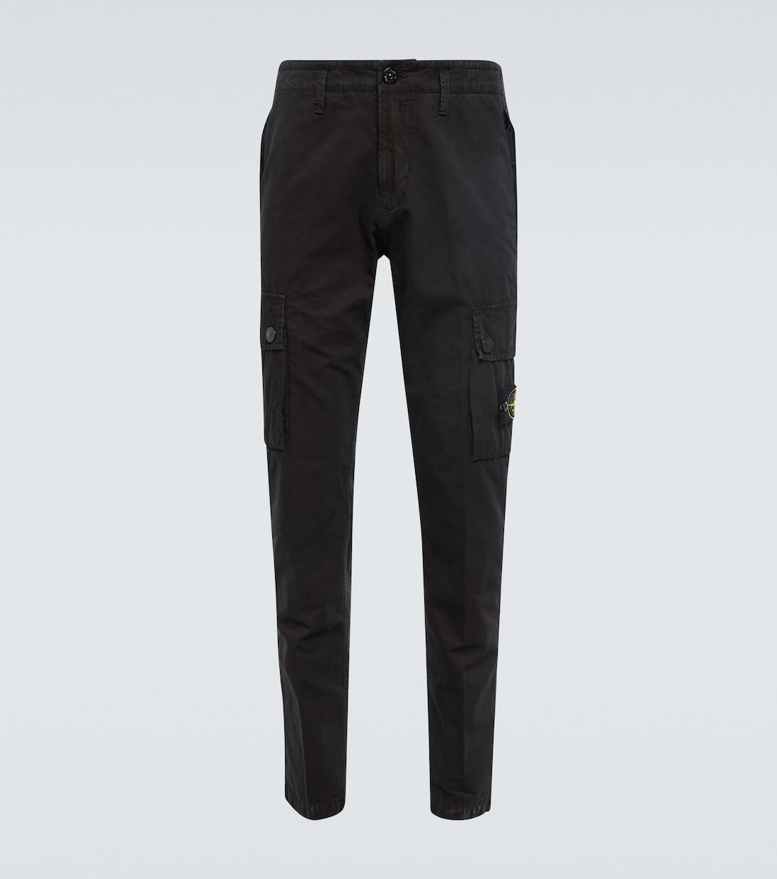 Узкие брюки карго из хлопковой парусины Stone Island, черный
