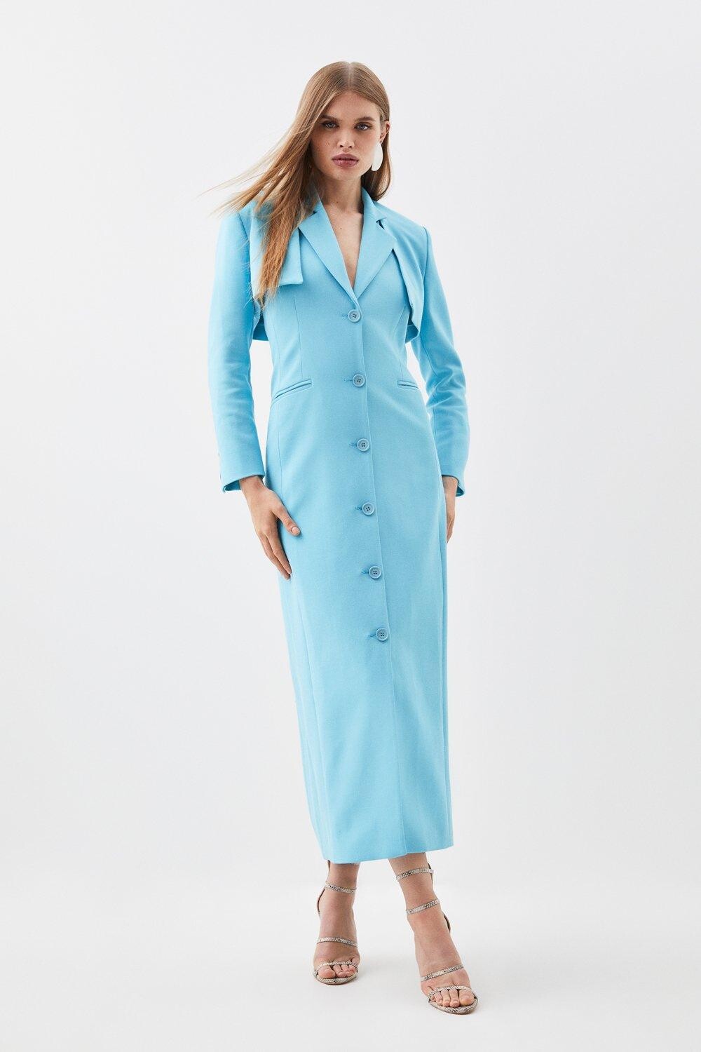 

Компактное эластичное платье-карандаш из двух частей Karen Millen, синий
