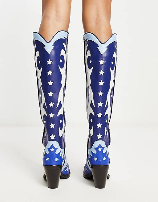 

Синие высокие ботинки в стиле вестерн Jeffrey Campbell Starwood, Синий