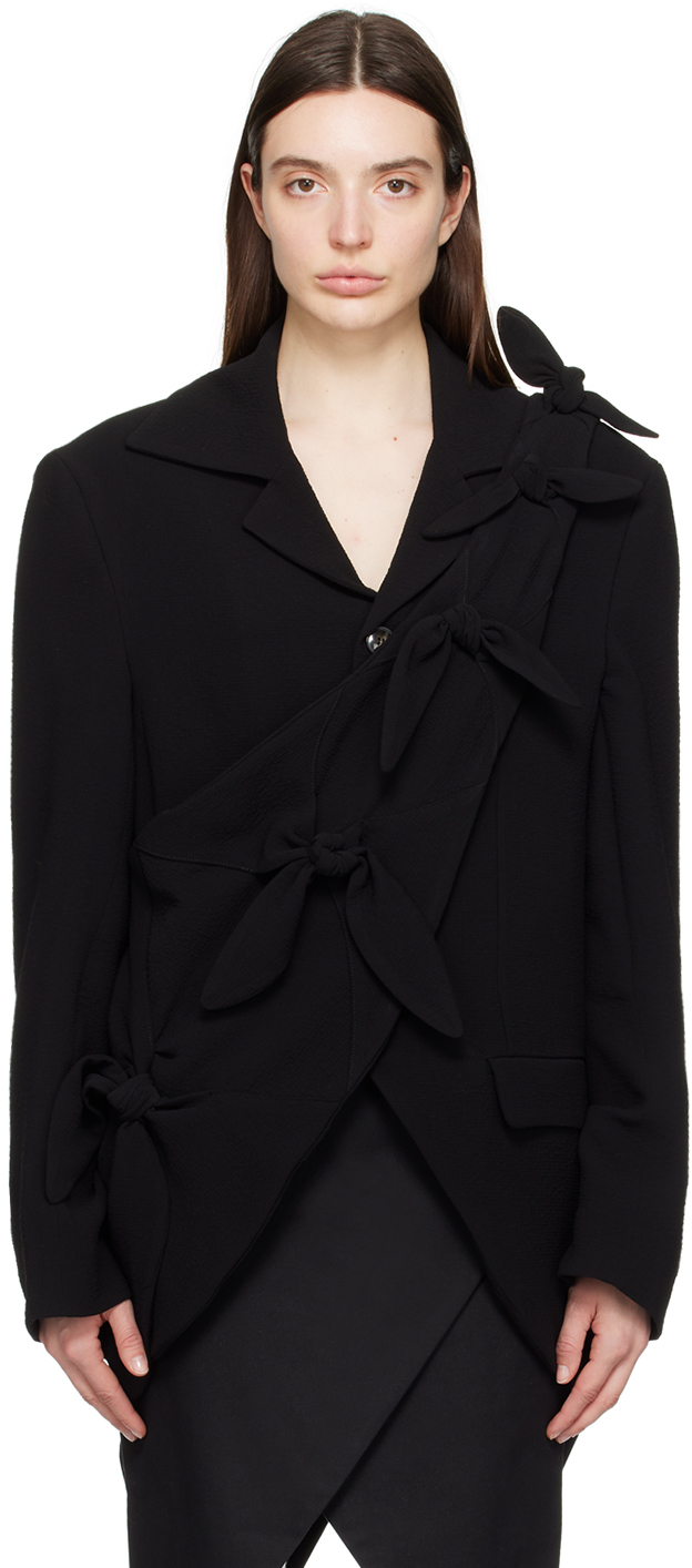 Черный пиджак с поясом и узлом Strongthe, цвет Black