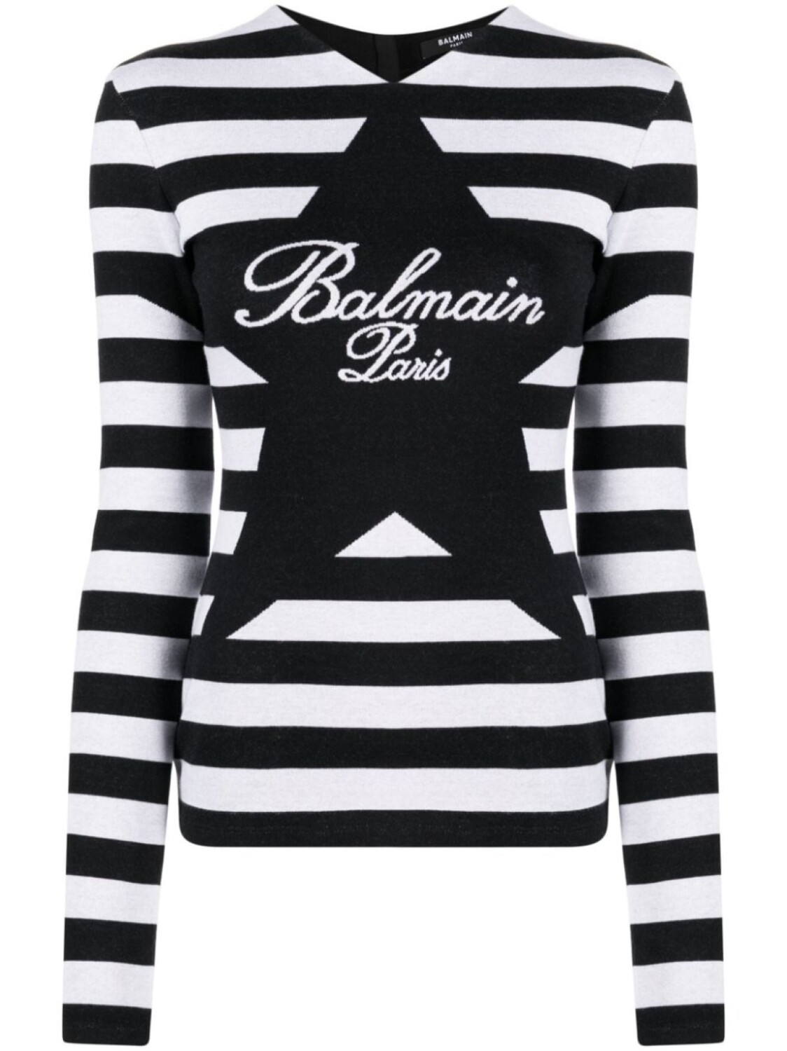 

Balmain полосатый топ с логотипом, черный