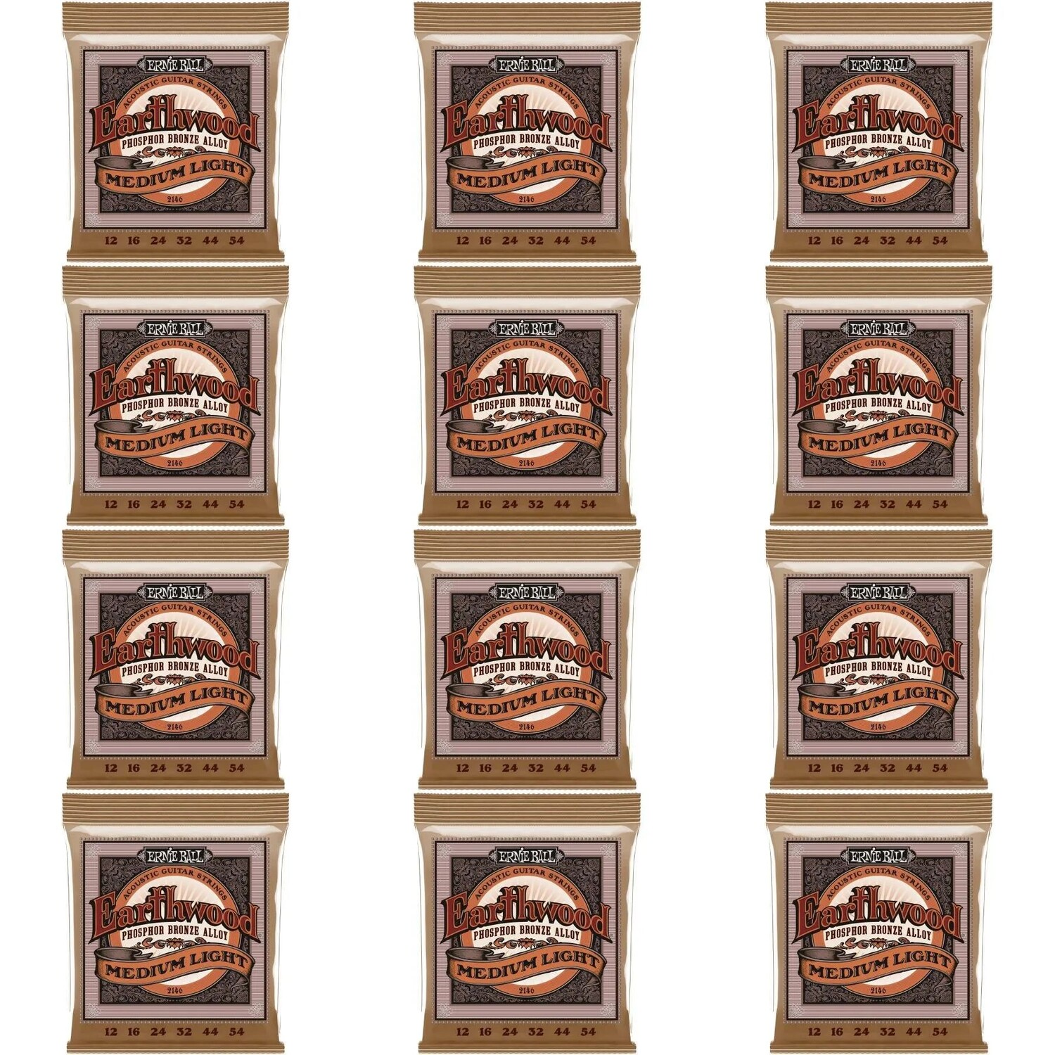 

Струны для акустической гитары Ernie Ball 2146 Earthwood Phosphor Bronze — .012-.054 Medium Light (12 шт. в упаковке)