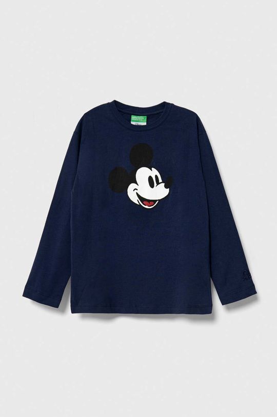 

Детская хлопковая футболка с длинными рукавами United Colors of Benetton x Disney, темно-синий