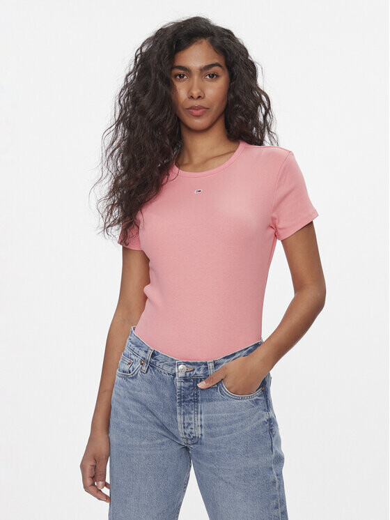 

Футболка узкого кроя Tommy Jeans, розовый