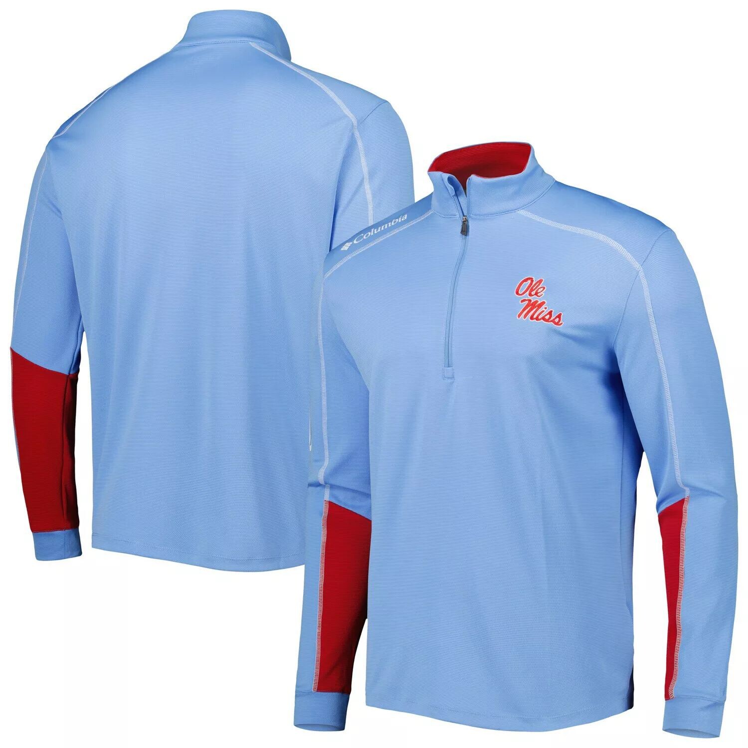 

Мужская куртка Columbia Powder Blue Ole Miss Rebels Shotgun 2.0 Omni-Wick с молнией на четверть