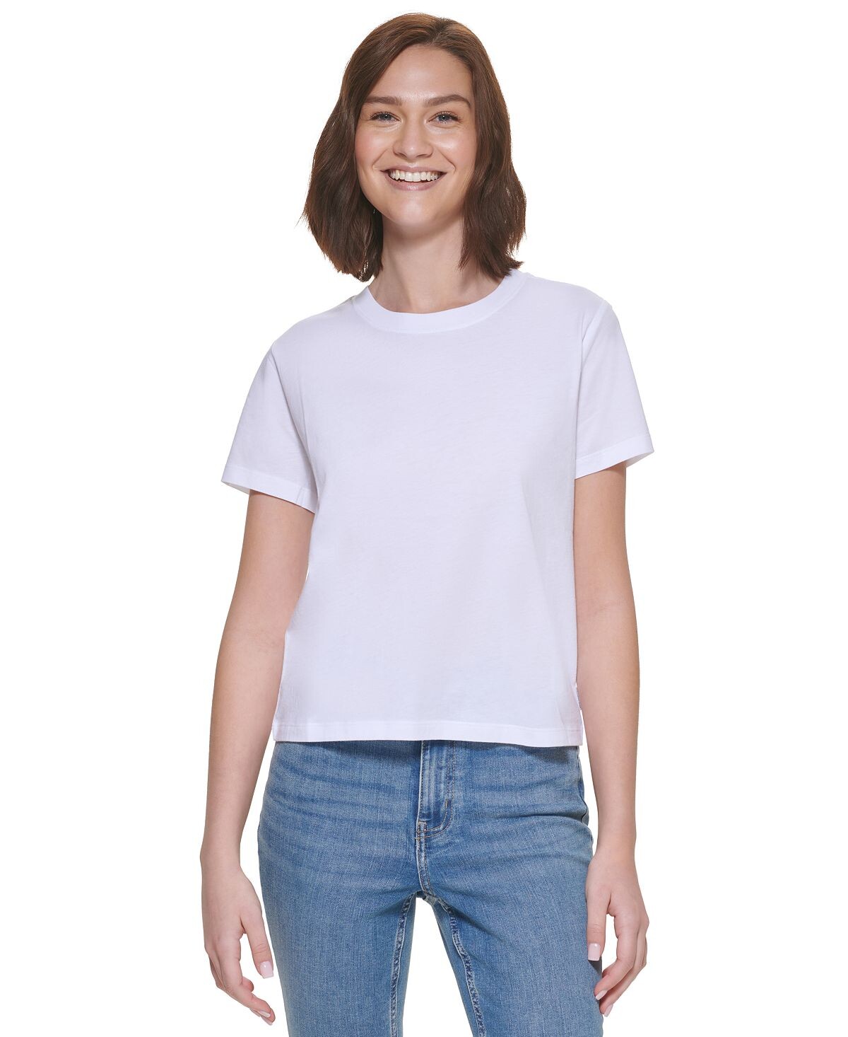 

Хлопковая футболка с круглым вырезом Calvin Klein Jeans, белый
