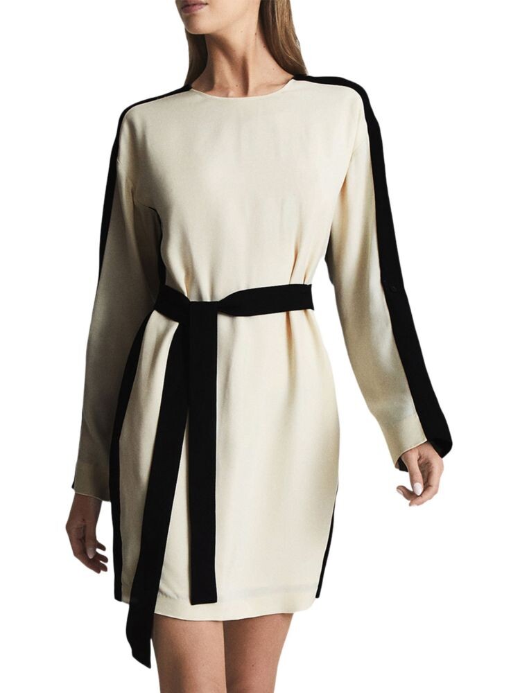 

Платье Skylar с поясом и цветными блоками Reiss, цвет Neutral