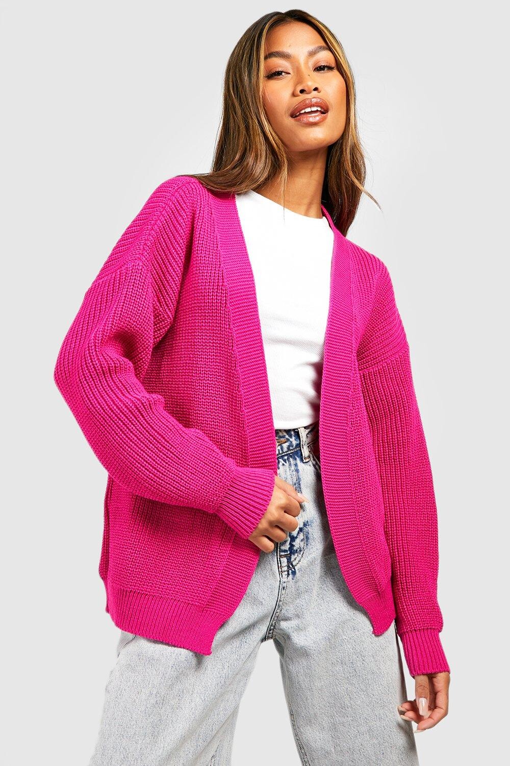 

Укороченный кардиган от края до края Boohoo, розовый