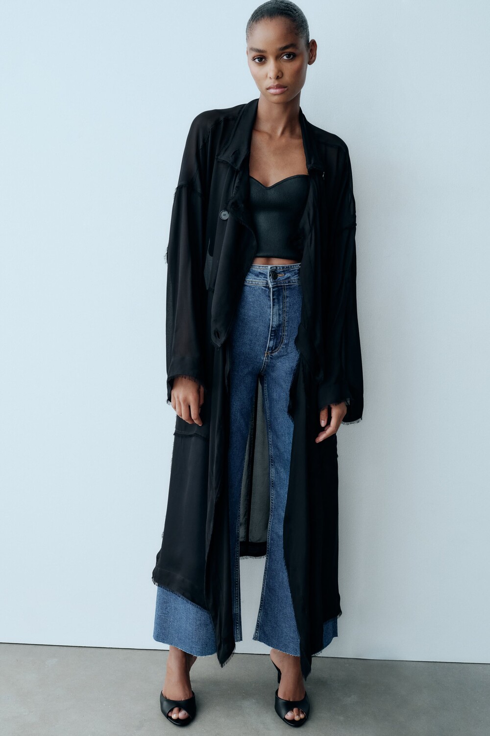 

Джинсы zw marine прямые с высокой посадкой Zara, синий