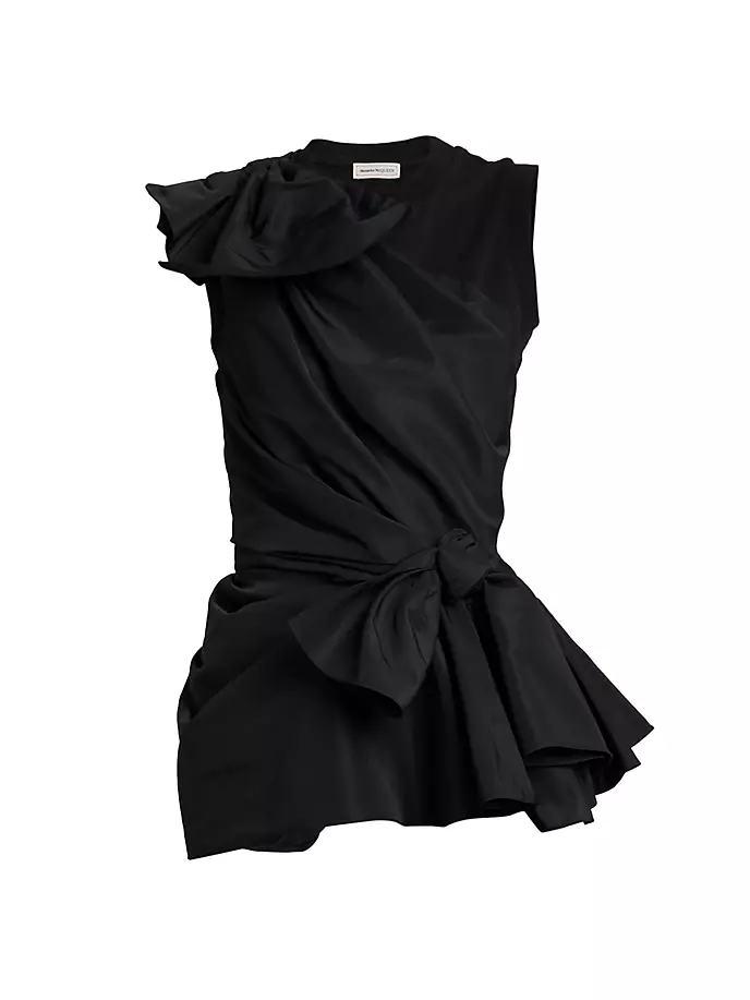 

Асимметричный топ из хлопкового джерси Alexander Mcqueen, черный