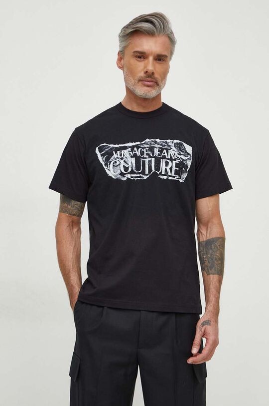 

Хлопковая футболка Versace Jeans Couture, черный