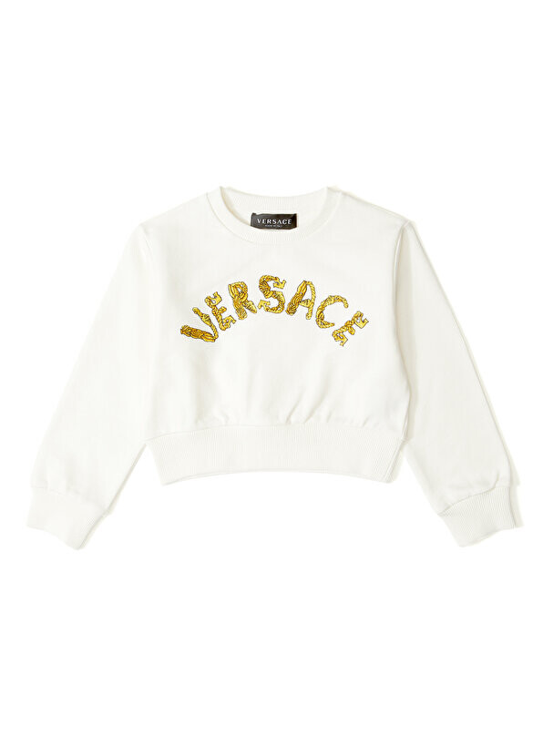 

Толстовка для девочки с логотипом цвета экрю Versace