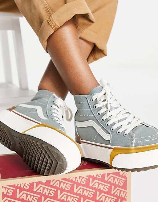 

Светло-зеленые зауженные кроссовки из парусины Vans SK8-Hi