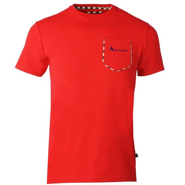 

Футболка с клетчатой отделкой карманов Aquascutum, красный